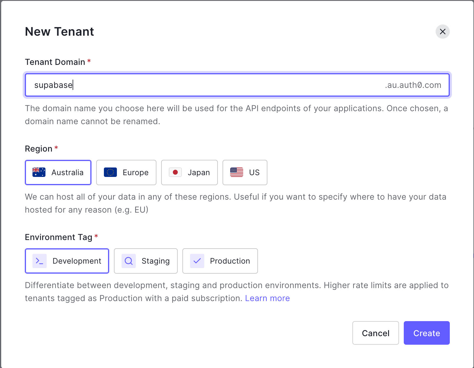 Auth0 tenant settings