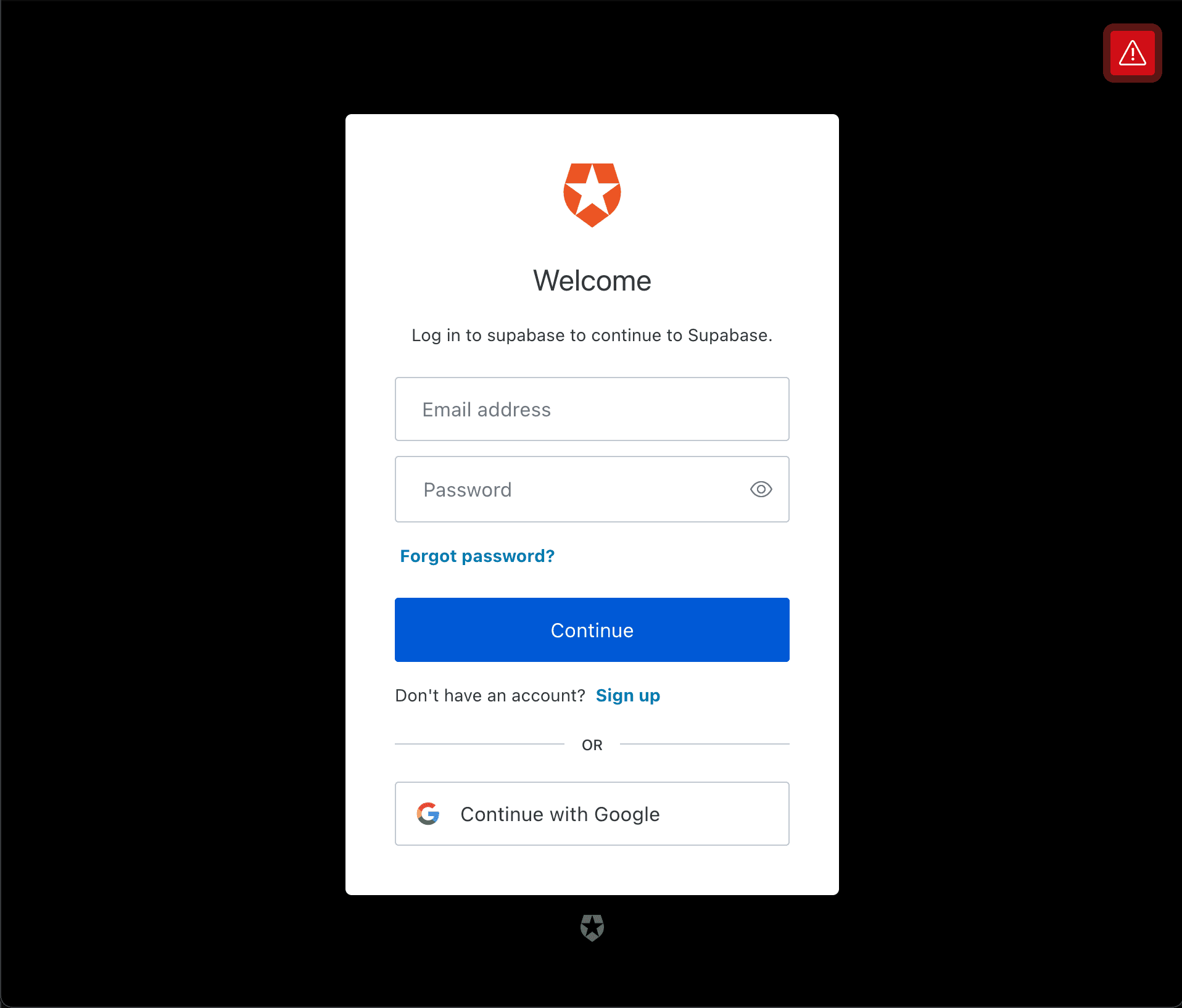 Auth0 sign in screen